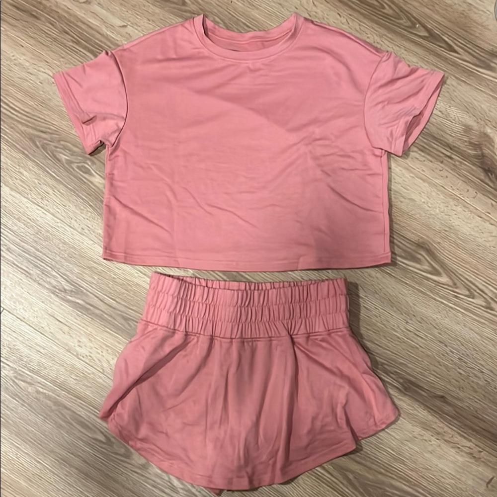 Soft Pink Skort and Cropped Tee Lounge.